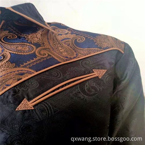 100% Polyester Jacquard Long-sleeve Men's Western Shirts